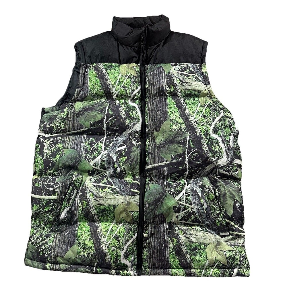 Cambridge Men's Green Forest Camo Puffer Full Zip Vest Size M